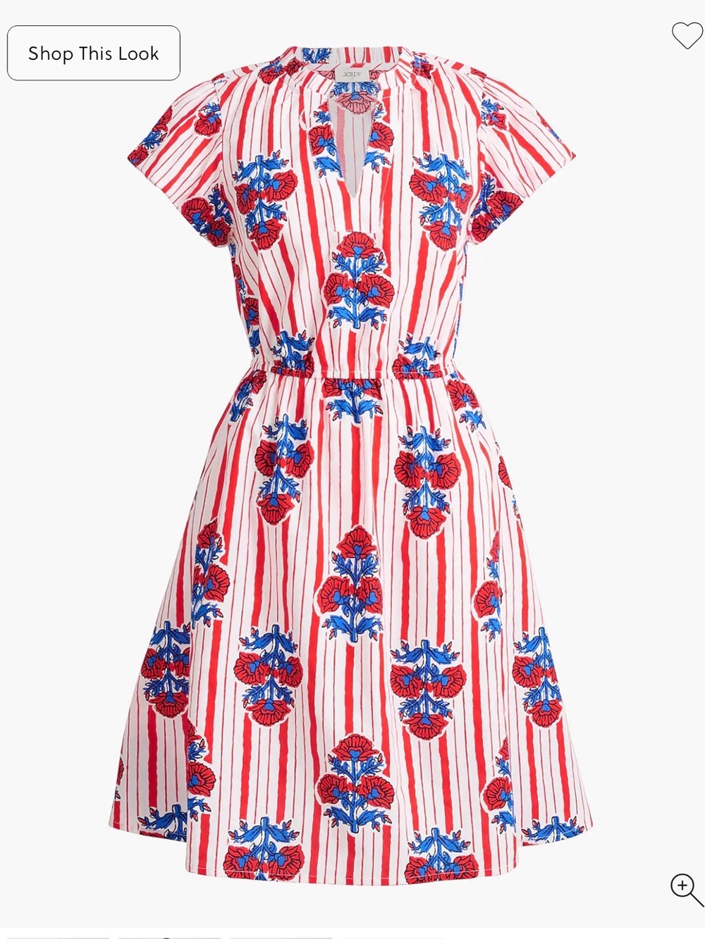 J. Crew Willa Red, Blue & White Floral-Stripe Mini Dress